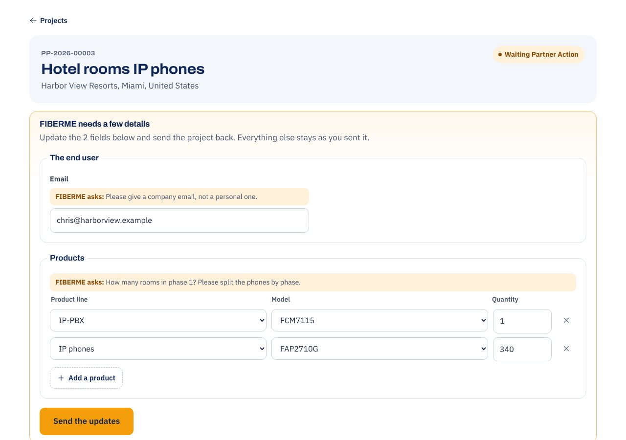 A project where FIBERME asks for two updates