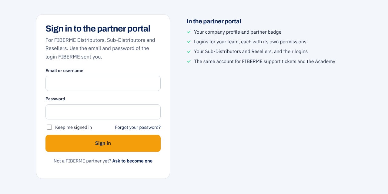 The Sign in to the partner portal page