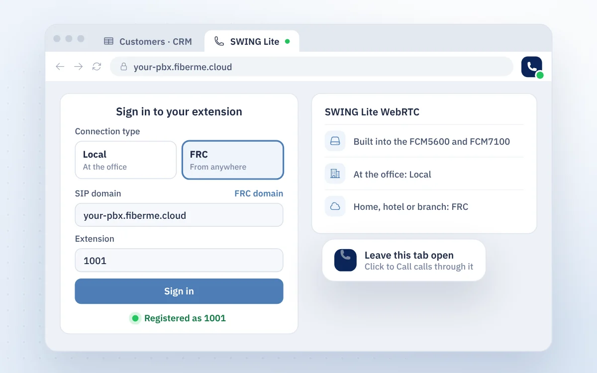 Sign in to SWING Lite WebRTC