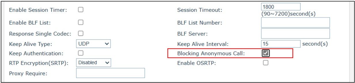Screenshot: 5.16.2- Ban Anonymous Call
