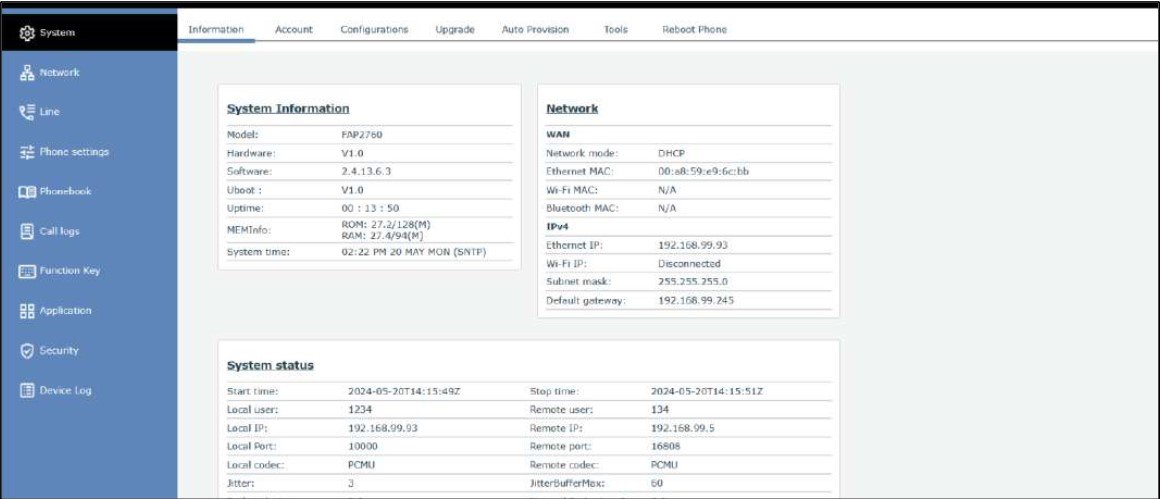Screenshot: 4.5 Phone Status