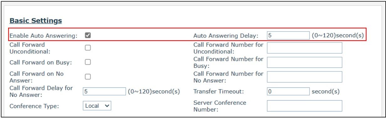 Screenshot: 5.6 Auto-Answering