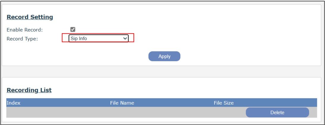 Screenshot: 6.3.3- SIP INFO Record