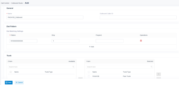 Screenshot: Configure Outbound Rule on P550