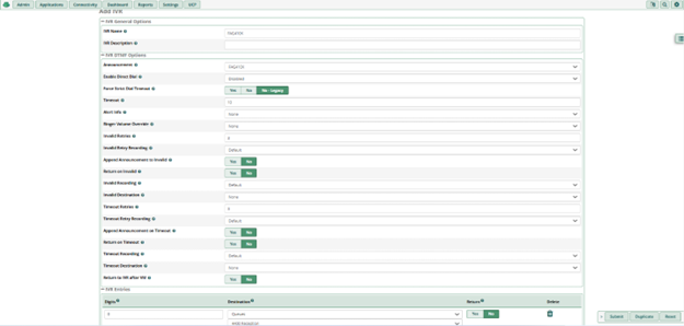 Screenshot: Create IVR On FreePBX