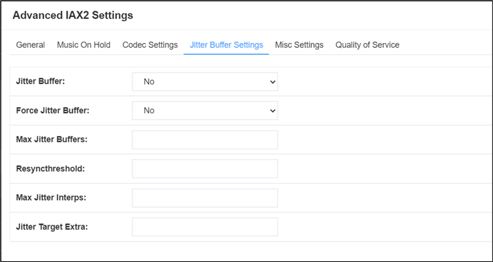 Screenshot: 4.4.4 Jitter Buffer Settings