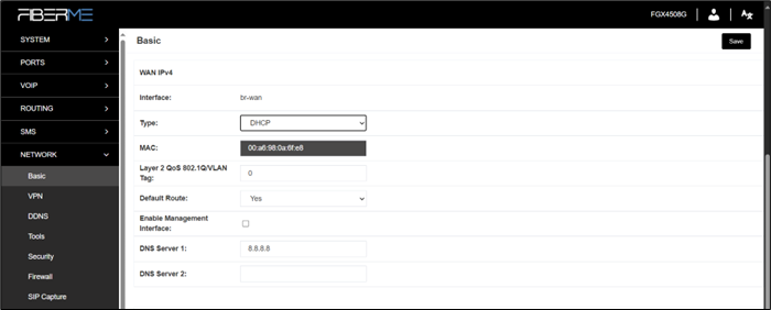 Screenshot: 7.2 WAN Settings
