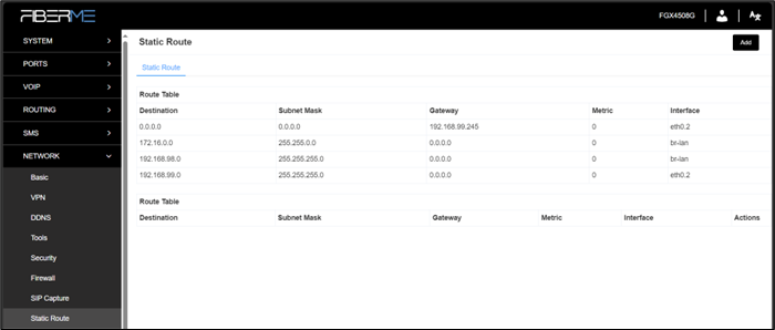 Screenshot: 7.9 Static Route