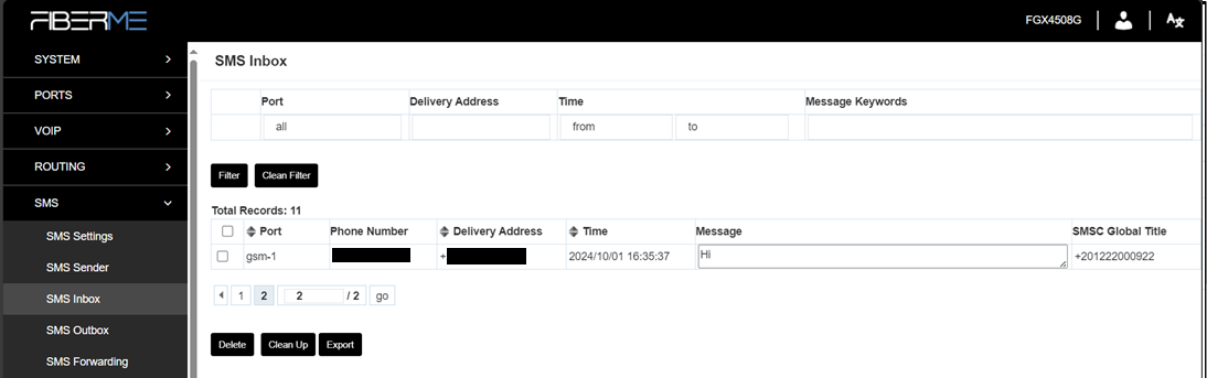 Screenshot: 6.3 SMS Inbox
