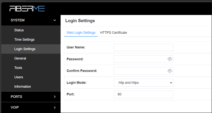 Screenshot: 2.3 Login Settings