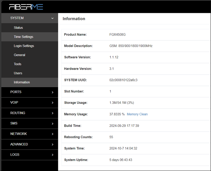 Screenshot: 2.6 Information