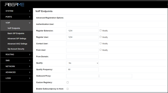 Screenshot: 4.1.1 Add New SIP Endpoint