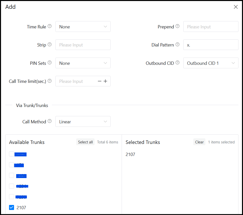 Screenshot: 1.2 – Configure Outbound Routes on FCM5600