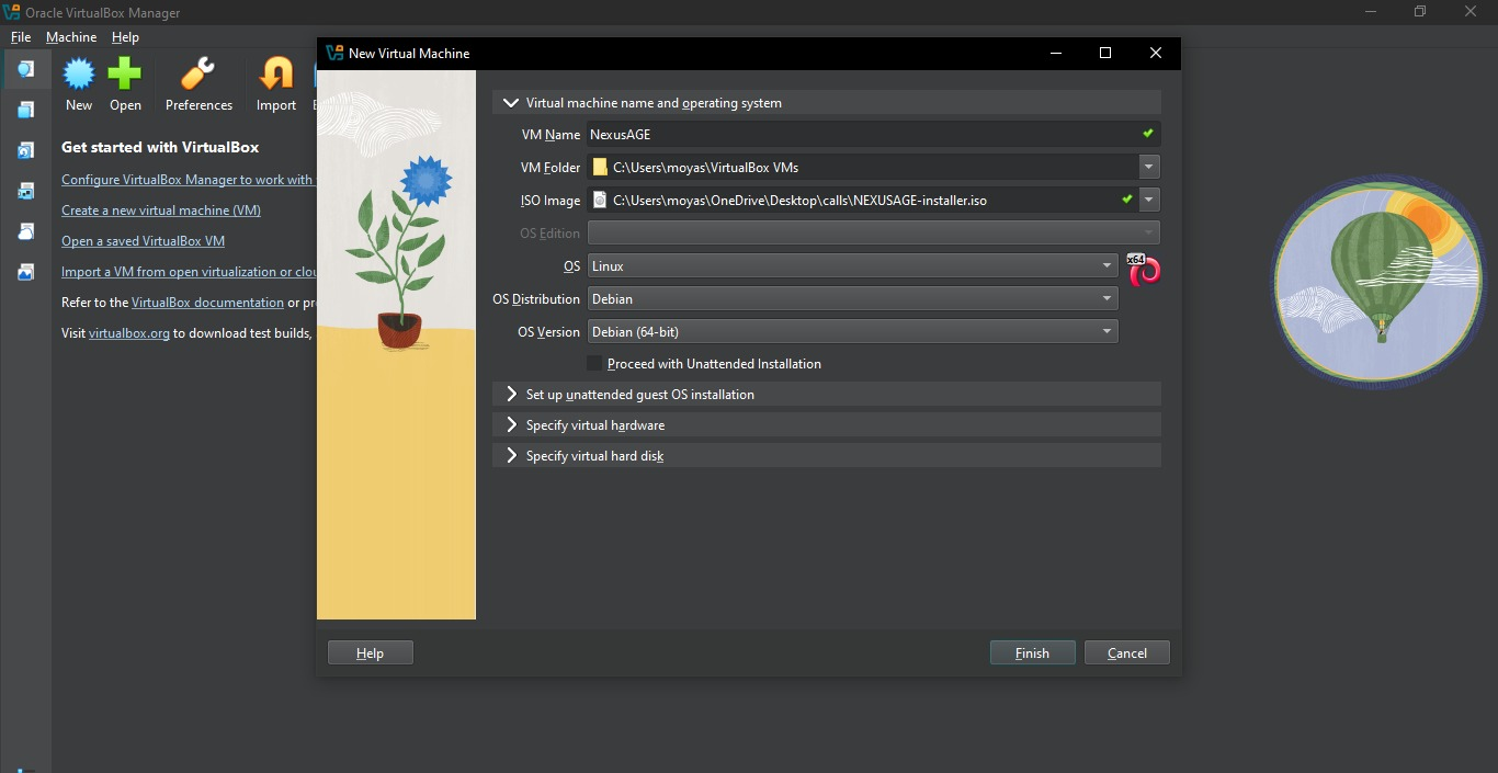 Screenshot: In VirtualBox Oracle