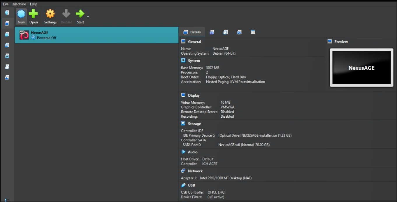 Screenshot: In VirtualBox Oracle