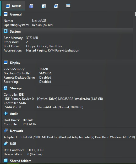 Screenshot: In VirtualBox Oracle
